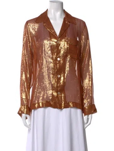 Pre-owned Forte Forte Silk Patterned Blouse W/ Tags In Brown