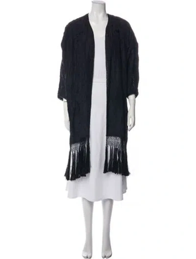 Pre-owned Forte Forte Silk Patterned Coat In Black/blue