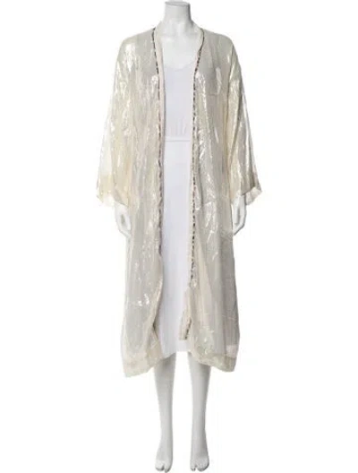 Pre-owned Forte Forte Silk Patterned Robe In Metallic/neutrals