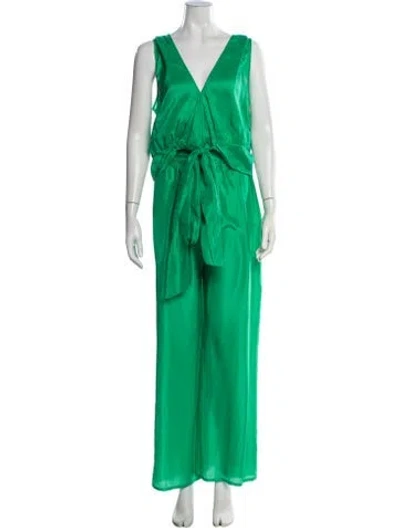 Pre-owned Forte Forte Silk Pleated Accents Pant Set In Green