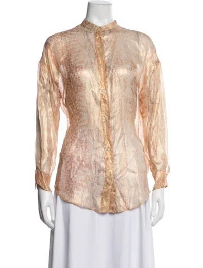 Pre-owned Forte Forte Silk Printed Blouse In Orange