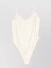 Forte Forte Silk Satin Bodysuit Pleated Detail V Neckline In White