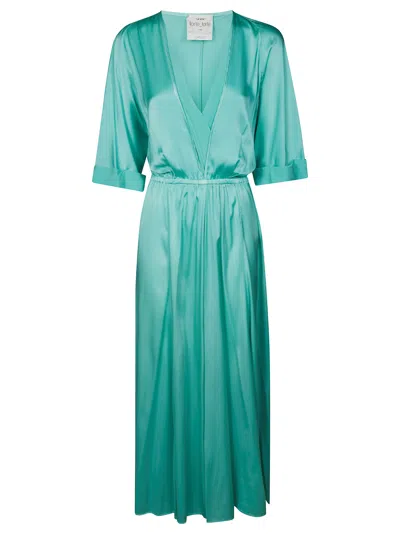 Forte Forte Silk Satin Half Sleeve Dress In Light Blue