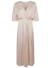 Forte Forte Satin Silk Dress With V-neck And Elastic Waistband In Neutrals