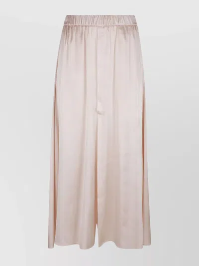 Forte Forte Silk Satin Midi Skirt With Elastic Waistband In Oyster