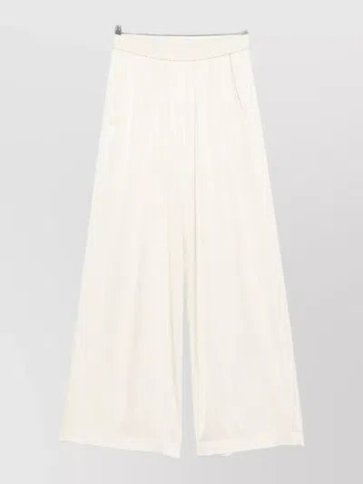 Forte Forte Silk Satin Pleated Wide Leg Trousers In Neutral