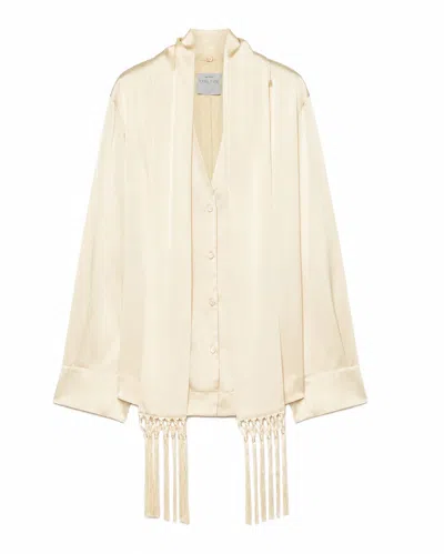 Forte Forte Silk Satin Shirt With Scarf In Neutral