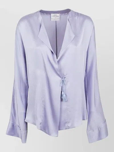 Forte Forte Silk Satin Wrap Shirt Tassel Detail In Purple