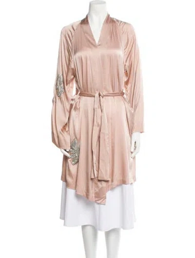 Pre-owned Forte Forte Silk Sequin Embellishments Robe W/ Tags In Pink