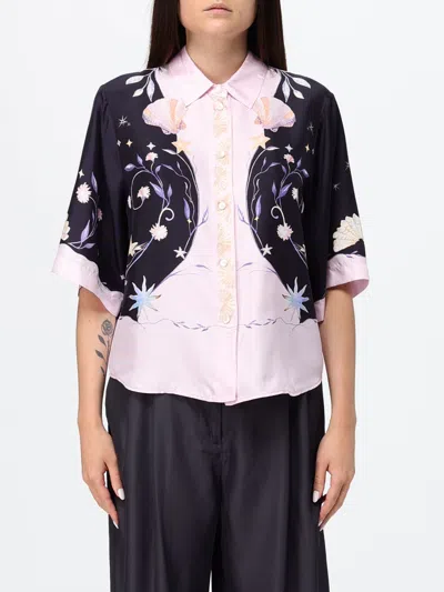 Forte Forte Silk Shirt With Floral Print In Multi