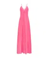Forte Forte Fuchsia Sleeveless Long Dress With Criss-crossed Spaghetti Straps And Rear Button Closure