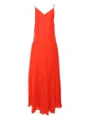 Forte Forte Orange Long Dres With Thin Shoulder Straps And V-neck In Orange