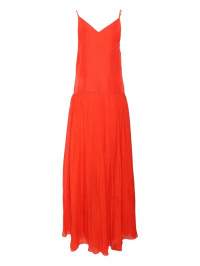 Forte Forte Flowing Silk Maxi Dress With Spaghetti Straps In Orange