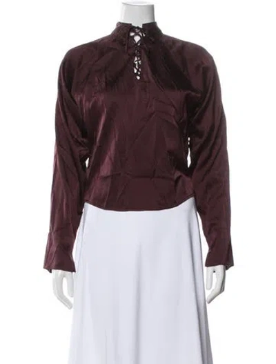 Pre-owned Forte Forte Silk Tie Neck Blouse W/ Tags In Burgundy