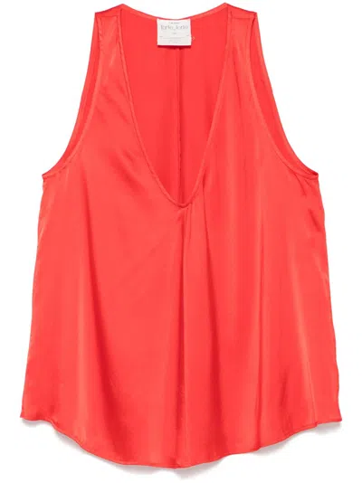 Forte Forte Elegant V-neck Top In Silk In Orange