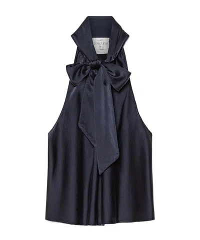 Forte Forte Silk Top With Bow Embellishment In Blue