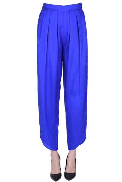 Forte Forte Silk Trousers In Electric Blue