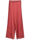 Forte Forte Silk Trousers With Elasticated Waistband And Wide Leg In Red