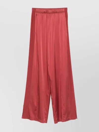 Forte Forte Silk Trousers With Elasticated Waistband And Wide Leg In Red