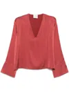 Forte Forte Silk V-necked Blouse In Red