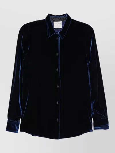 Forte Forte Silk Velvet Long-sleeve Shirt In Blue