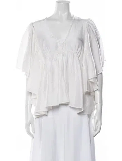 Pre-owned Forte Forte Silk V-neck Blouse In Neutral