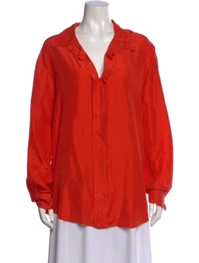 Pre-owned Forte Forte Silk V-neck Blouse In Orange