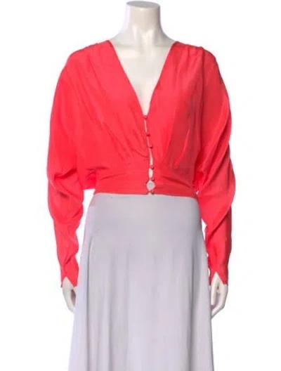Pre-owned Forte Forte Silk V-neck Crop Top In Orange