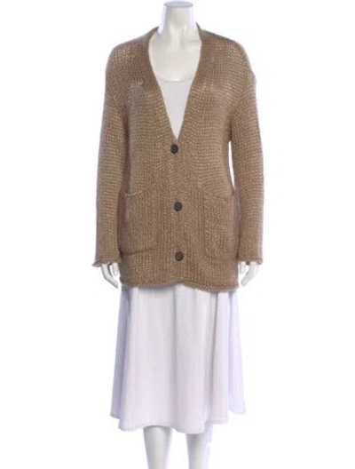 Pre-owned Forte Forte Silk V-neck Sweater In Neutral