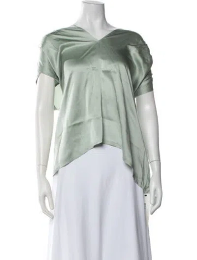 Pre-owned Forte Forte Silk V-neck Top W/ Tags In Green