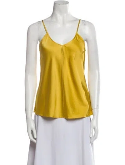 Pre-owned Forte Forte Silk V-neck Top W/ Tags In Yellow