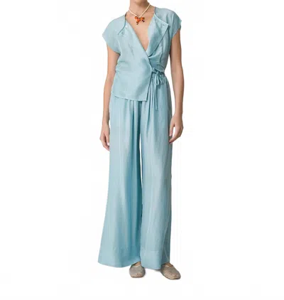 Forte Forte Silk Wrap Over Top In Blue