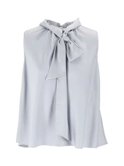 Forte Forte Silk-satin Pussy-bow Top In White