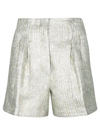 Forte Forte Silver Lurex Jacquard Shorts In Metallic