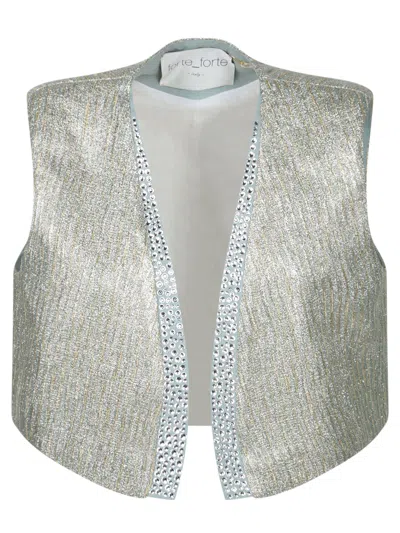 Forte Forte Silver Lurex Jacquard Vest In Metallic