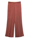 Forte Forte Silver Pinstripe Satin Regular Waist Pants In Burgundy