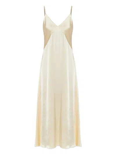 Forte Forte Silver Pinstripe Satin Slipdress In Yellow