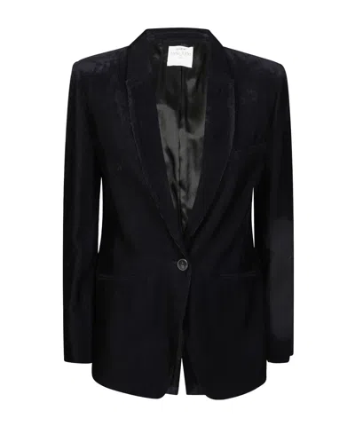 Forte Forte Velvet Blazer With Notched Lapel And Front Pockets In Black
