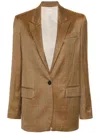 Forte Forte Single-breasted Checked Blazer In Brown
