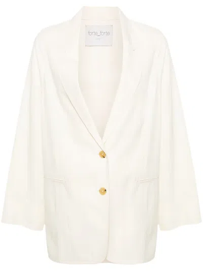 FORTE FORTE SINGLE-BREASTED TWILL BLAZER