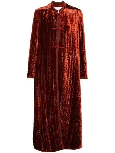 Forte Forte Single-breasted Velvet Coat In Orange