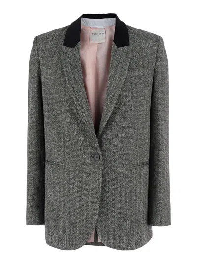 Forte Forte Single-breasted Jacket With Velvet Collar And Peak Revers In Tech Fabric In Gray