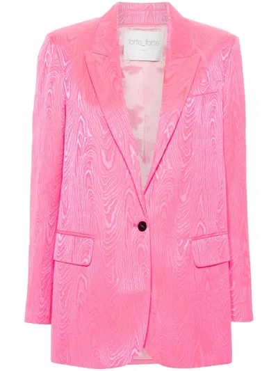 Forte Forte Singles-breasted Marbled-jacquard Blazer In Pink