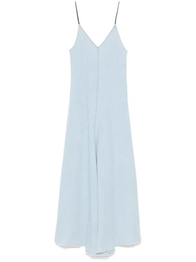Forte Forte Sky Blue Cotton Midi Dress In Clear Blue