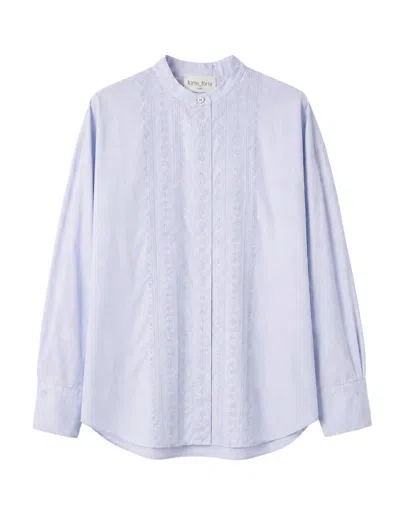 Forte Forte Sky-lilac Embroidered Cotton Shirt In Blue