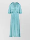 Forte Forte Sleeve Dress V-neckline Elastic Waistband Midi Length
