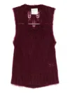 Forte Forte Sleeveless Burgundy Knit Sweater With Openwork Details In Purple