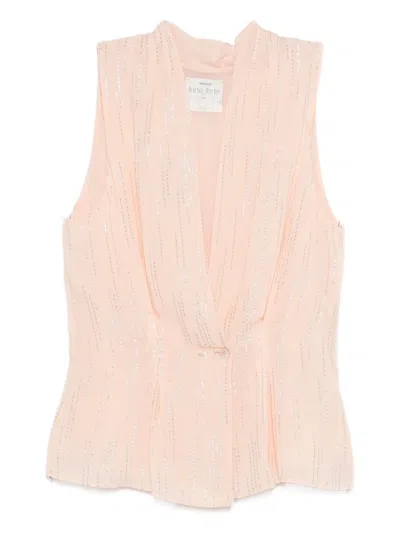 Forte Forte Peplum Waist Top Subtle Shimmer Draped In Pink