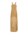 Forte Forte Metallic Long Sleeveless Dress With Square Neck And Criss-crossed Shoulder Straps On The Rear In Tec