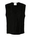 Forte Forte Pleated V-neck Sleeveless Top In Black